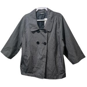 Avenue Womens Striped Peacoat Jacket Plus Size 22, Navy, Buttons, Pockets, NWT